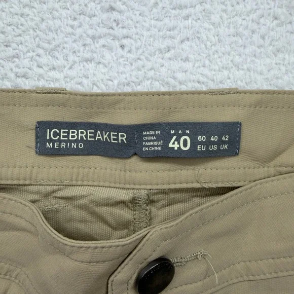 Icebreaker Merino Men's Khaki Cargo Shorts Size 40 Wool Blend Outdoor Casual